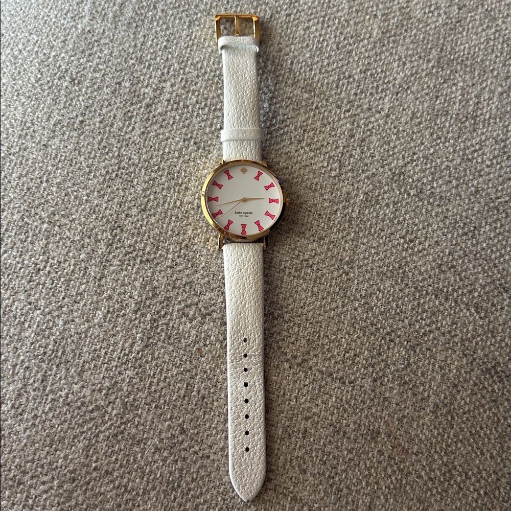 Kate Spade Gold and White Watch with Pink Markers